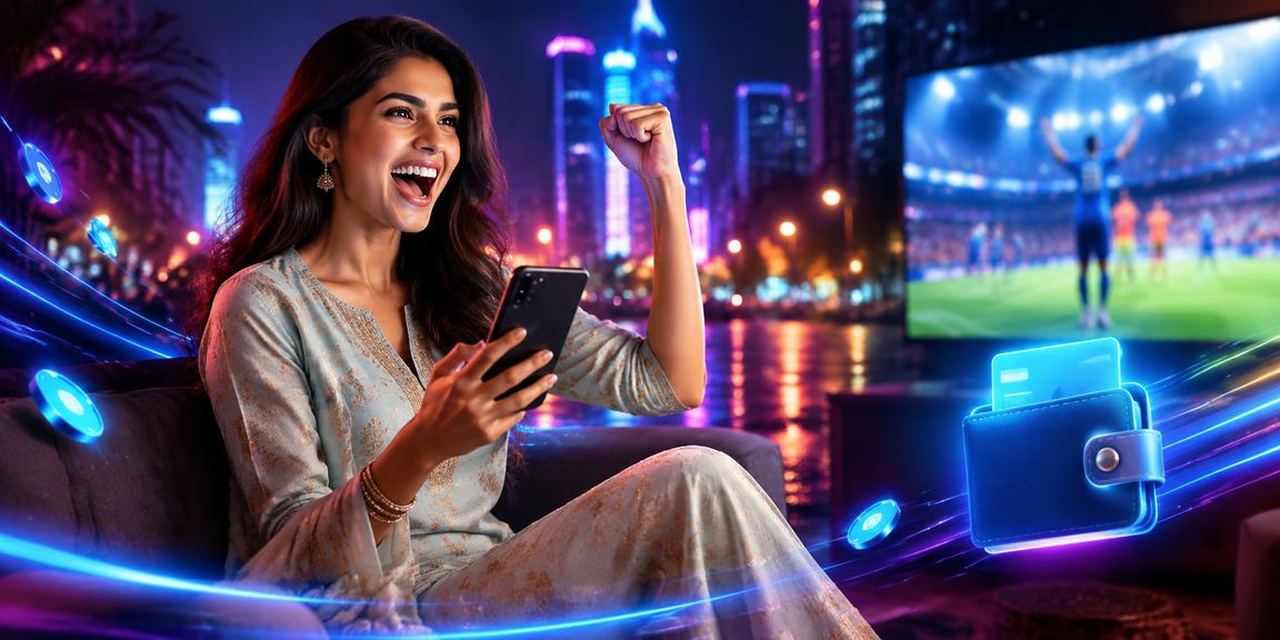 Indian woman logging into 1202 betting platform